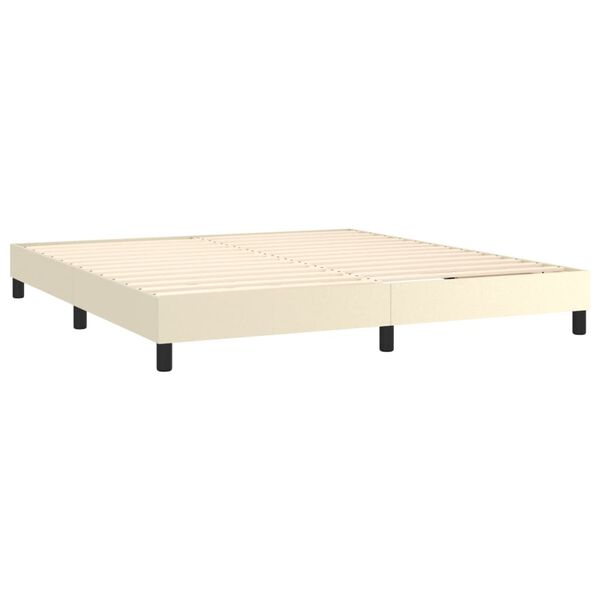 vidaXL Box spring postel s matrac&iacute; kr&eacute;mov&aacute; 180x200 cm uměl&aacute; kůže