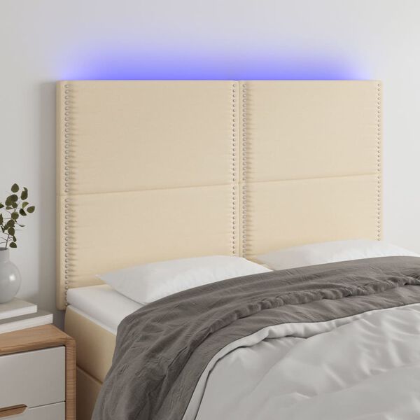 vidaXL Čelo postele s LED kr&eacute;mov&eacute; 144x5x118/128 cm textil