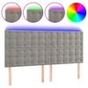 vidaXL Čelo postele s LED světle &scaron;ed&eacute; 200x5x118/128 cm samet