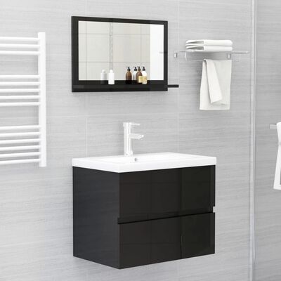 vidaXL Koupelnové zrcadlo černé vysoký lesk 60x10,5x37 cm dřevotříska