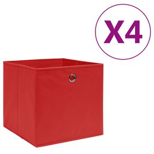 vidaXL &Uacute;ložn&eacute; boxy 4 ks netkan&aacute; textilie 28 x 28 x 28 cm červen&eacute;