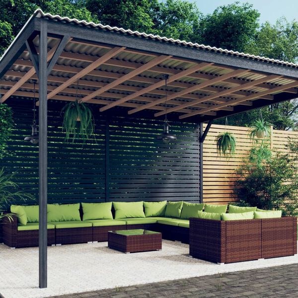 vidaXL 11d&iacute;ln&aacute; zahradn&iacute; sedac&iacute; souprava s podu&scaron;kami polyratan hněd&aacute;