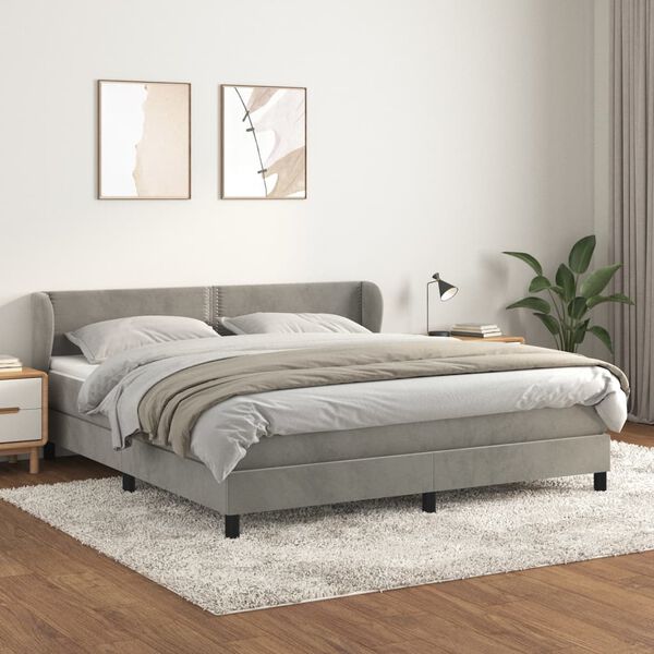 vidaXL Box spring postel s matrac&iacute; světle &scaron;ed&aacute; 180x200 cm samet