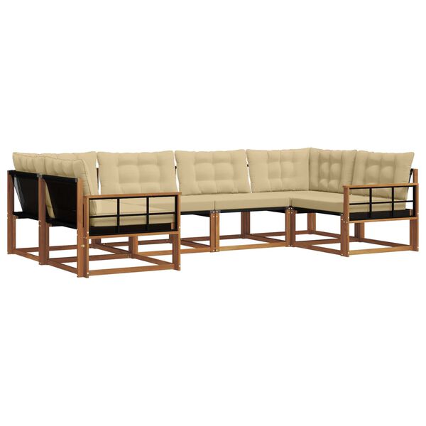 vidaXL Venkovn&iacute; pohovkov&aacute; souprava 6 pcs Přirozen&aacute; a B&eacute;žov&aacute;