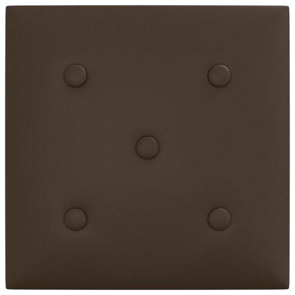 vidaXL N&aacute;stěnn&yacute; čeln&iacute;k 12 pcs Hněd&aacute; 30 x 30 cm Uměl&aacute; kůže