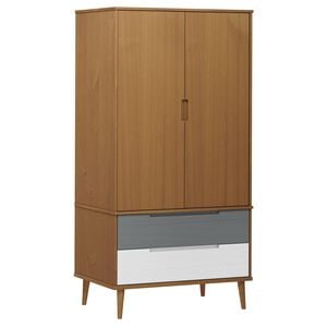 vidaXL &Scaron;atn&iacute; skř&iacute;ň MOLDE hněd&aacute; 90 x 55 x 175 cm masivn&iacute; borov&eacute; dřevo