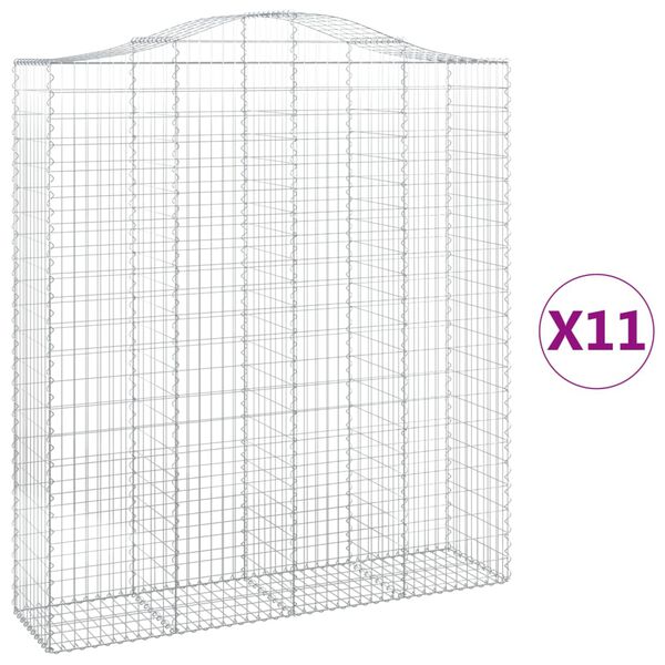 vidaXL Klenut&eacute; gabionov&eacute; ko&scaron;e 11ks 200x50x220/240cm pozinkovan&eacute; železo