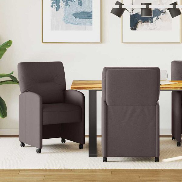 vidaXL J&iacute;deln&iacute; židle na kolečk&aacute;ch 2 pcs Tmavě hněd&aacute; 57 x 67 x 95 cm