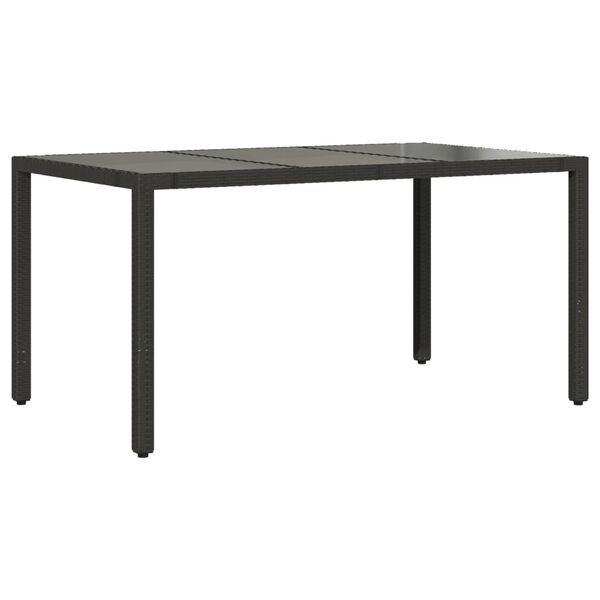 vidaXL Zahradní stůl se skleněnou deskou černý 150x90x75 cm polyratan