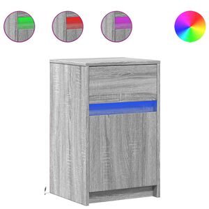 vidaXL Nočn&iacute; stolky s LED osvětlen&iacute;m 2 ks &scaron;ed&eacute; sonoma kompozitn&iacute; dřevo