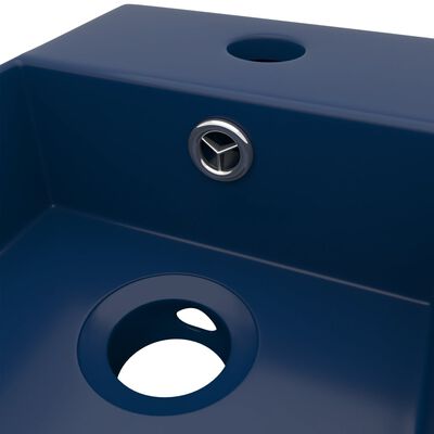 vidaXL Koupelnové umyvadlo s přepadem keramické tmavě modré