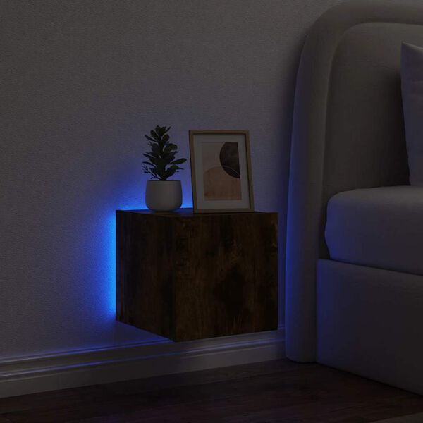 vidaXL N&aacute;stěnn&aacute; TV skř&iacute;ňka s LED osvětlen&iacute;m kouřov&yacute; dub 30,5x35x30 cm