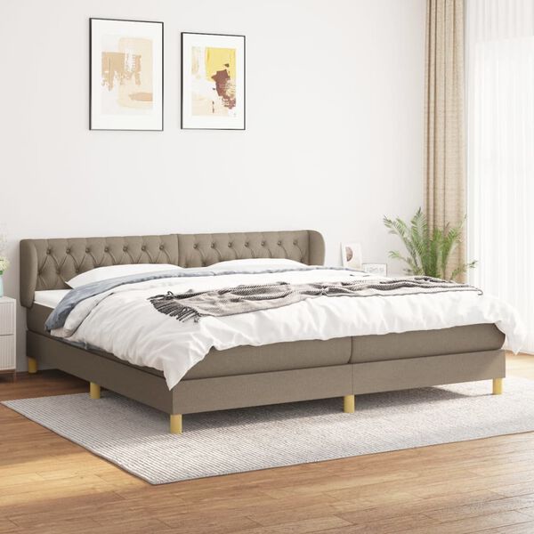vidaXL Box spring postel s matrac&iacute; taupe 200x200 cm textil