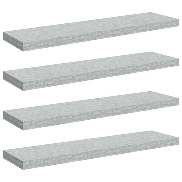 vidaXL Plovouc&iacute; n&aacute;stěnn&eacute; police 4 ks betonově &scaron;ed&eacute; 90x23,5x3,8 cm MDF