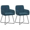vidaXL J&iacute;deln&iacute; židle 2 pcs Samet Modr&aacute; 59 x 56,5 x 86 cm