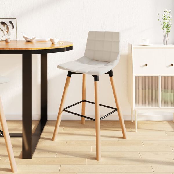 vidaXL Barová židle krémová textil
