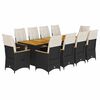 vidaXL 11d&iacute;ln&yacute; zahradn&iacute; bistro set s podu&scaron;kami čern&yacute; polyratan