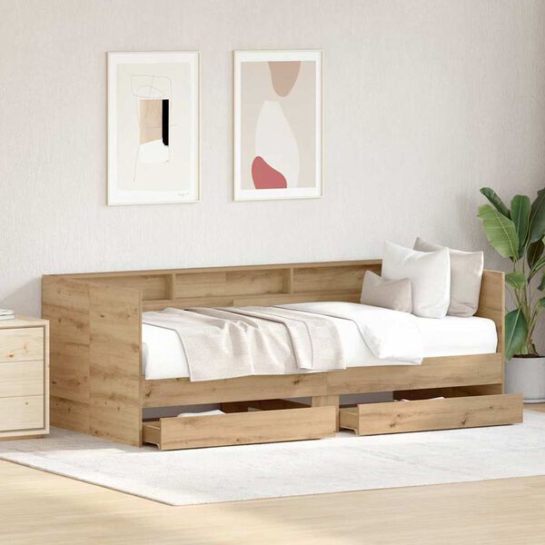 vidaXL Daybed s čelo Artisanov&yacute; dub 100 x 200 cm kompozitn&iacute; dřevo