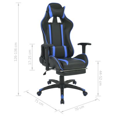 vidaXL Polohovatelné kancelářské / herní křeslo s podnožkou, modrá