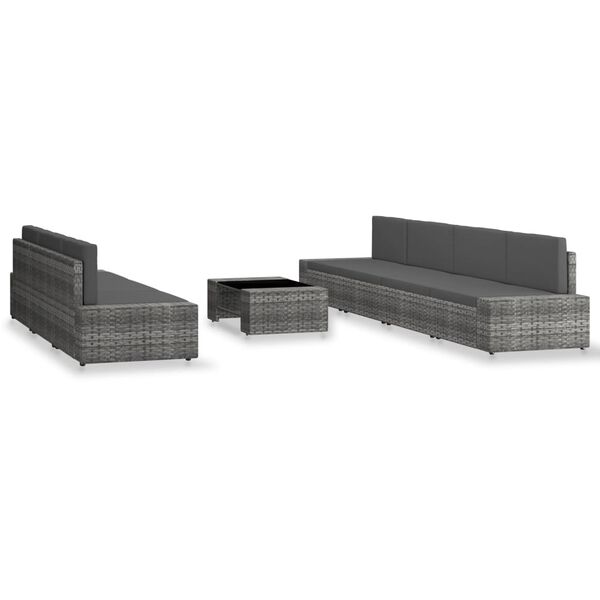 vidaXL 8dílná zahradní sedací souprava polyratan šedá