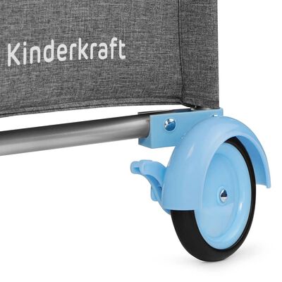 Kinderkraft Skládací dětská postýlka JOY s příslušenstvím modrá a šedá