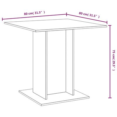 vidaXL Jídelní stůl kouřový dub 80 x 80 x 75 cm kompozitní dřevo