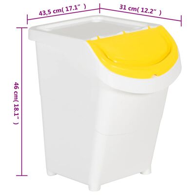 vidaXL Stohovatelné odpadkové koše s víky 3 ks bílé PP 120 l