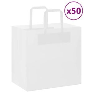 vidaXL Pap&iacute;rov&eacute; ta&scaron;ky 50 ks s uchy B&iacute;l&aacute; 26x17x25 cm
