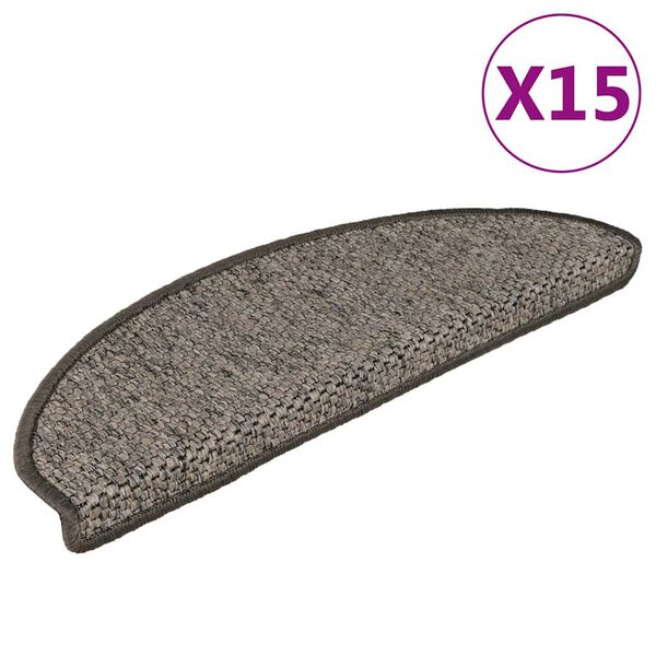 vidaXL Samolepic&iacute; n&aacute;&scaron;lapy na schody sisal 15 ks 65x21x4 cm &scaron;edo-b&eacute;žov&eacute;