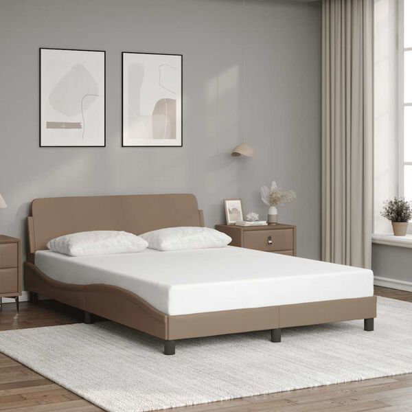 vidaXL R&aacute;m postele Dover cappuccino 140x190 cm uměl&aacute; kůže