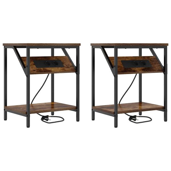 vidaXL Nočn&iacute; skř&iacute;ňka 2 pcs Kouřov&yacute; dub 38 x 30 x 48 cm