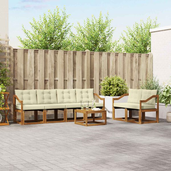 vidaXL Venkovn&iacute; pohovkov&aacute; souprava 7 pcs Přirozen&aacute; a Kr&eacute;mov&aacute;