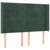 vidaXL Čelo postele s LED tmavě zelen&eacute; 147 x 16 x 118/128 cm samet
