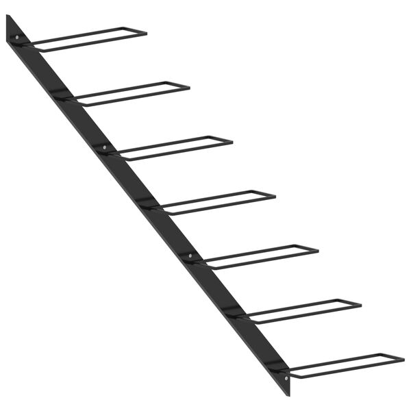 vidaXL Nástěnný stojan na víno na 7 lahví černý kov