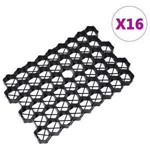 vidaXL Zatravňovac&iacute; dlaždice 16 ks čern&eacute; 60 x 40 x 3 cm plast