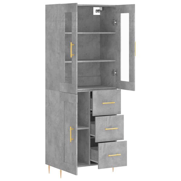 vidaXL Skř&iacute;ň highboard betonově &scaron;ed&aacute; 69,5x34x180 cm kompozitn&iacute; dřevo