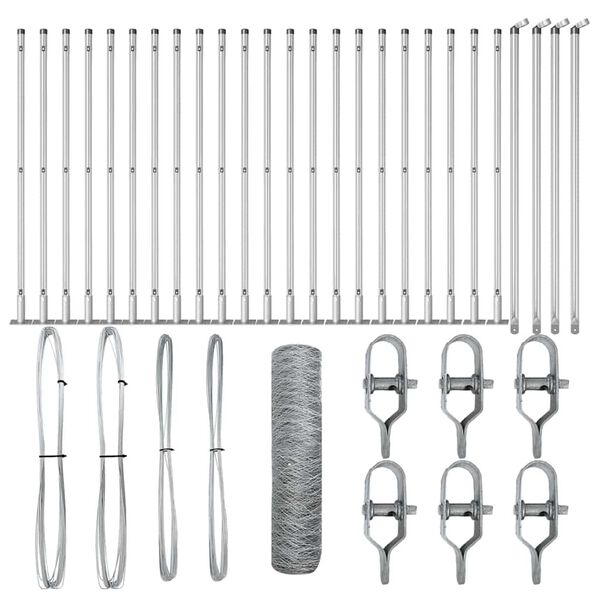 vidaXL Plotov&yacute; sloupek. Stř&iacute;brn&aacute; 50 x 0,5 m (s&iacute;ť 36 mm) Ocel