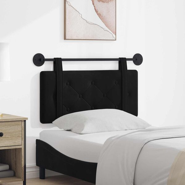 vidaXL Z&aacute;věsn&aacute; čeln&iacute; deska N&aacute;stěnn&yacute; Čern&yacute; 90 x 55 x 5 cm samet