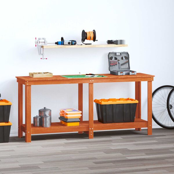 vidaXL Pracovn&iacute; stůl Voskově Hněd&aacute; 180 x 50 x 80 cm Masivn&iacute; borovice