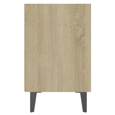 vidaXL Noční stolek s kovovými nohami dub sonoma a bílý 40x30x50 cm