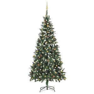 vidaXL Uměl&yacute; v&aacute;nočn&iacute; stromek s LED osvětlen&iacute;m a sadou koul&iacute; 210 cm