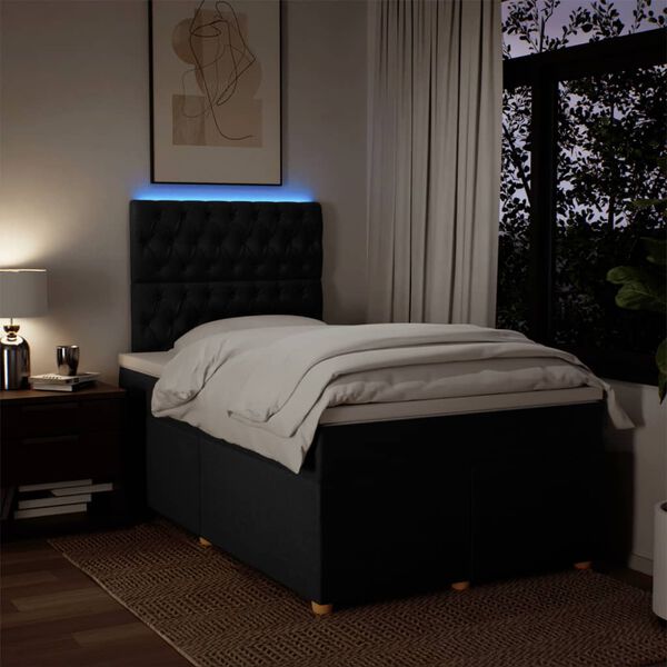 vidaXL Box spring postel s matrac&iacute; čern&aacute; 120x190 cm textil