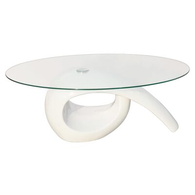 Konferenční stolek se skleněnou deskou a vysokým leskem bílý