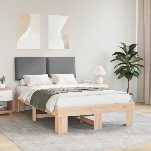 vidaXL Rám postele s čalouněným čelem s čelo Světle šedá 120 x 190 cm
