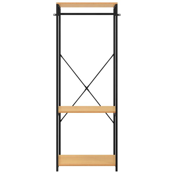 vidaXL &Scaron;atn&iacute; skř&iacute;ň čern&aacute; a dub 60 x 40 x 167 cm kov a dřevotř&iacute;ska