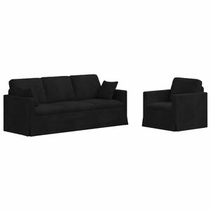 vidaXL Set pohovek 2 ks Čern&aacute; samet