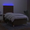 vidaXL Box spring postel s matrac&iacute; a LED tmavě hněd&aacute; 90x200 cm textil
