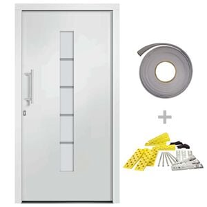 vidaXL Vchodov&eacute; dveře hlin&iacute;k a PVC b&iacute;l&eacute; 100 x 200 cm