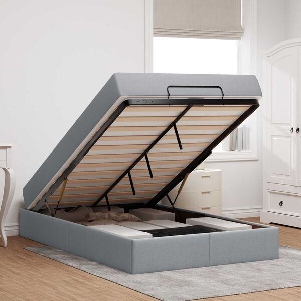 vidaXL R&aacute;m postele s matrac&iacute; s matrac&iacute; 2 pcs Světle &scaron;ed&aacute; textil