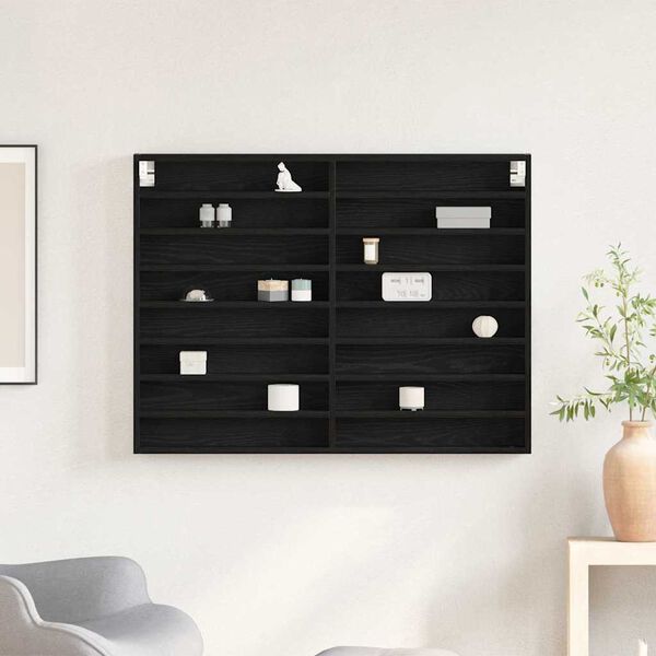 vidaXL Vitr&iacute;na s polic&iacute; Čern&yacute; dub 100 x 8,5 x 75 cm kompozitn&iacute; dřevo